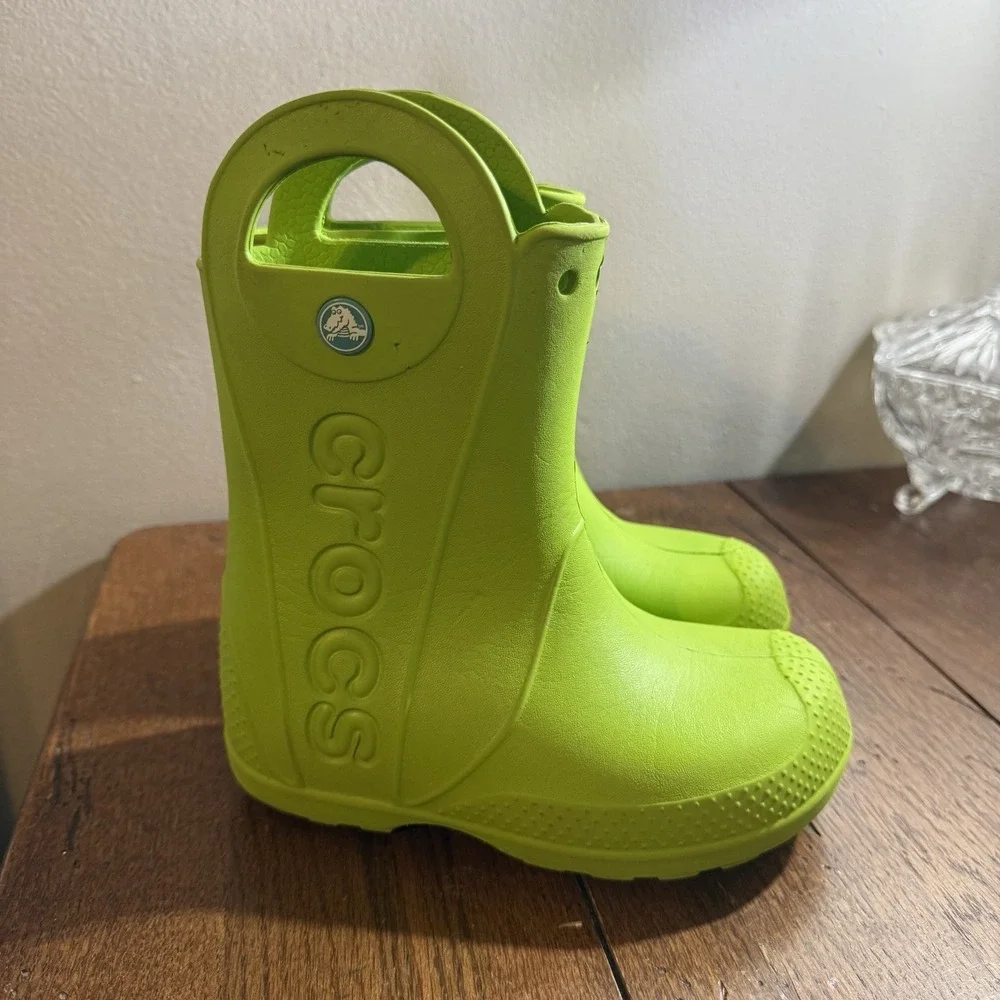 Crocs Kids Green Handle It Rain Boots US Toddler's Size C12 Slip On